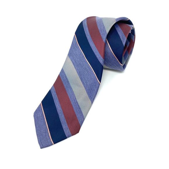 Vintage Givenchy Monsieur Tie. Blue/Burgundy/Pink Diagonal Stripes .Silk blend. - Picture 1 of 10